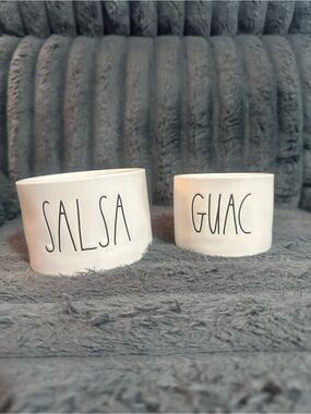 Rae Dunn Salsa & Guac Ceramic Dip Bowls - White